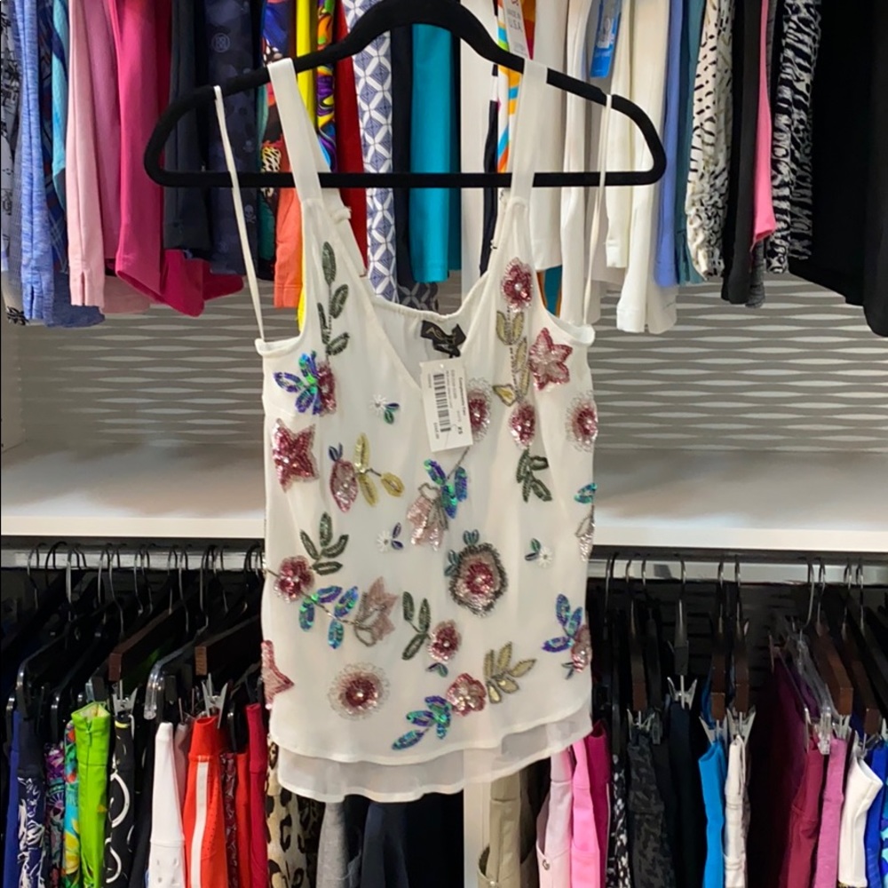 Sleeveless sequin embellished tank